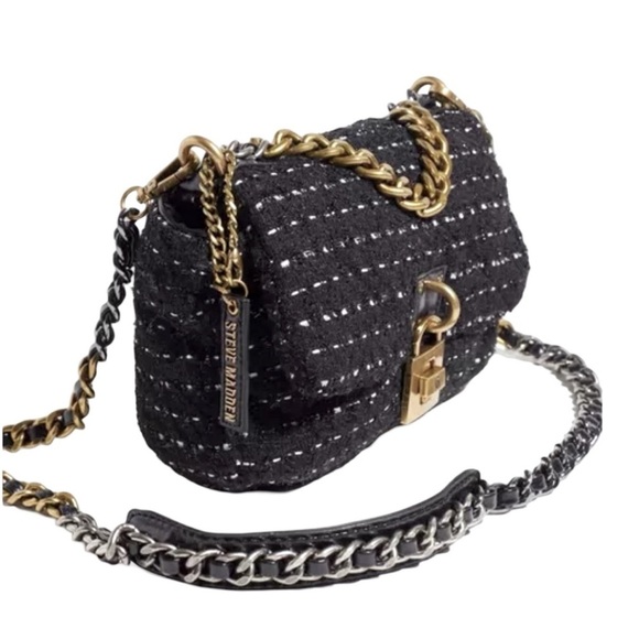 Steve Madden BTerra-T Quilted Fabric Chain Handbag with Padlock Closure - Picture 3 of 16